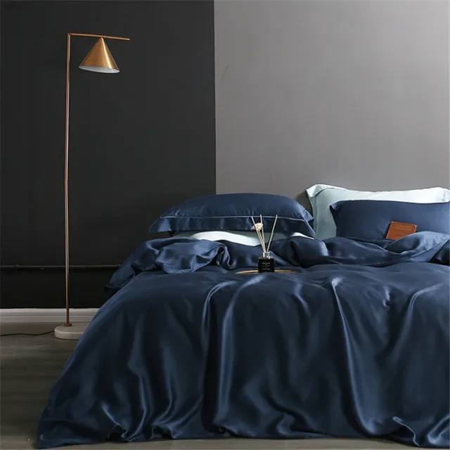 Natural Silk Duvet Cover Solid Color Quilt Cover High-Grade Single Double King Size Comforter Bedding Cover