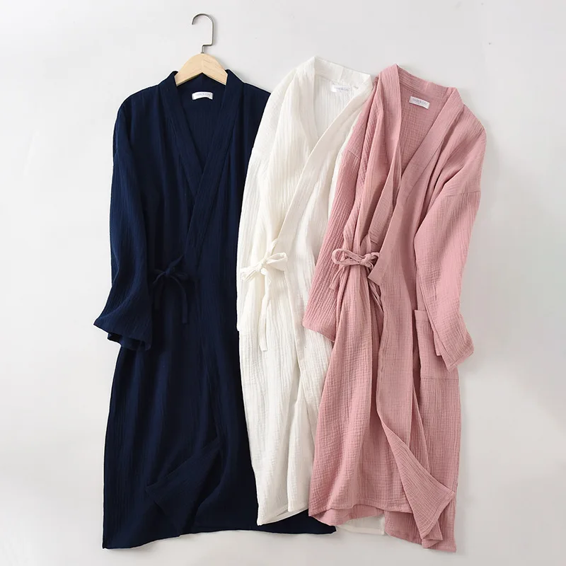 Couple cotton crepe bathrobe men and women