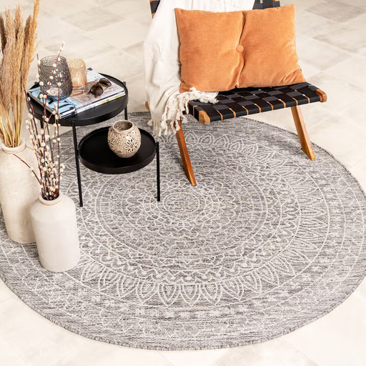 Round Rug - Summer Azteca Light Gray